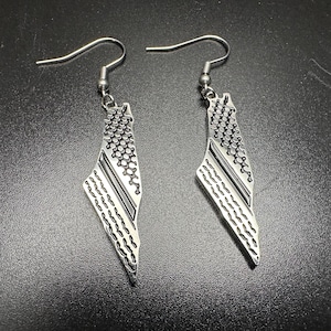 Brincos de gancho pendentes Kuffiyeh da Palestina, cor prata ou dourada