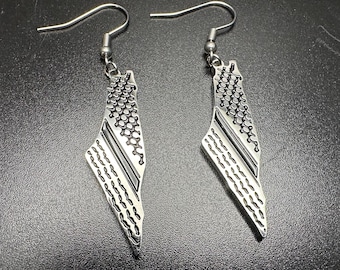 Pendientes colgantes de gancho Kuffiyeh de Palestina en color plata o dorado
