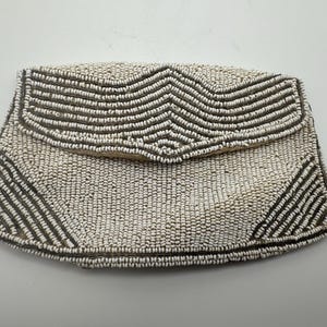 Vintage White Beaded Purse/Clutch/Handbag with Hand Strap