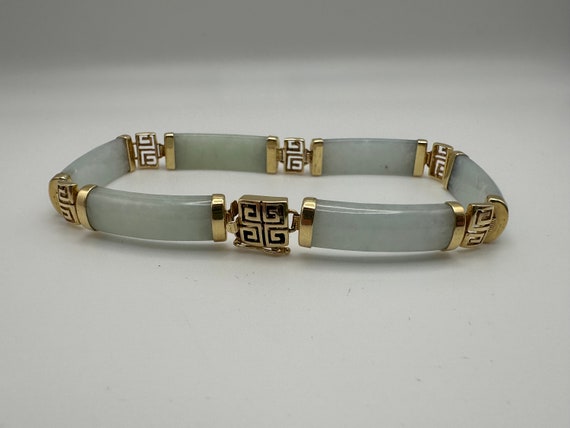 Beautiful Vintage 14k Gold Green Stone Bracelet - image 4