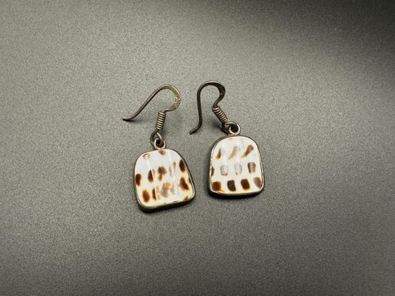 Unique Sterling Silver .925 Shell Dangle Drop Ear… - image 2