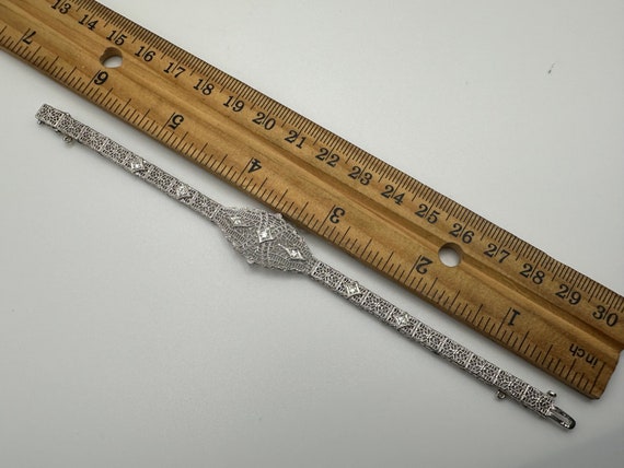 Beautiful Antique Art Deco 14k White Gold Diamond… - image 7