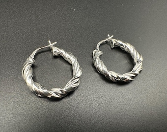 Sterling Silver .925 Twisted Hoop Earrings