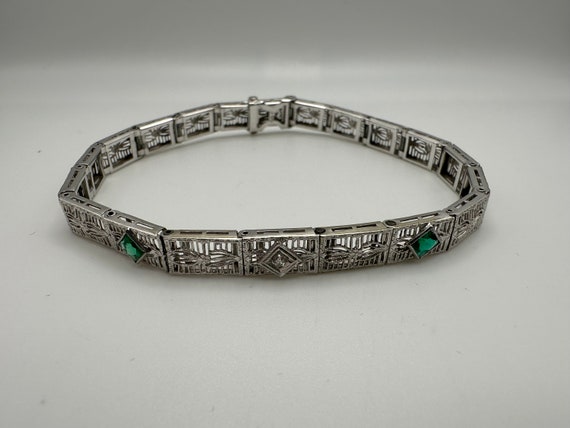 Beautiful Antique Art Deco Period 14k White Gold,… - image 3