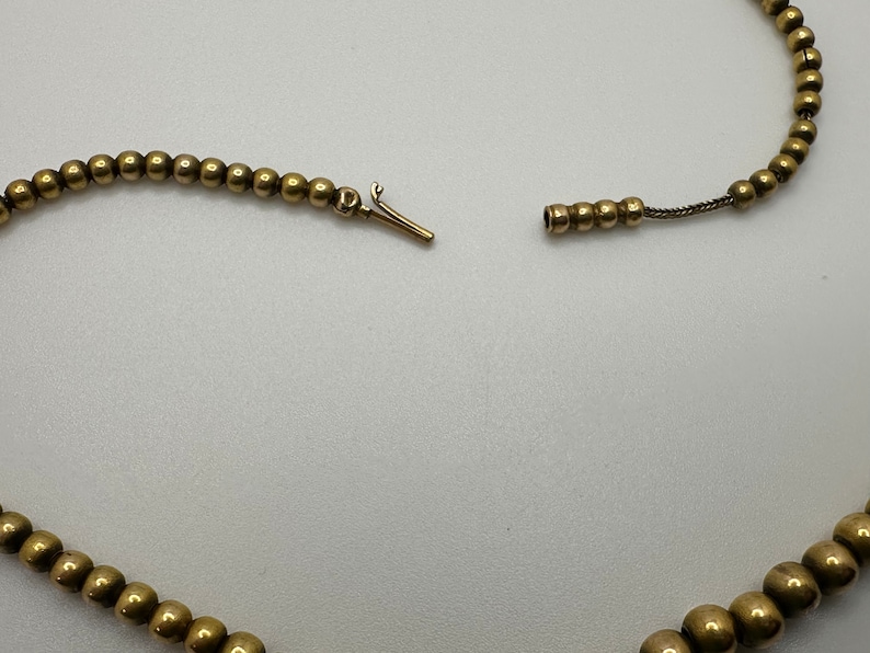 Vintage Tested 17k Gold Necklace w/ Graduated 2.9mm - 4.8mm 15K Gold Beads image 6