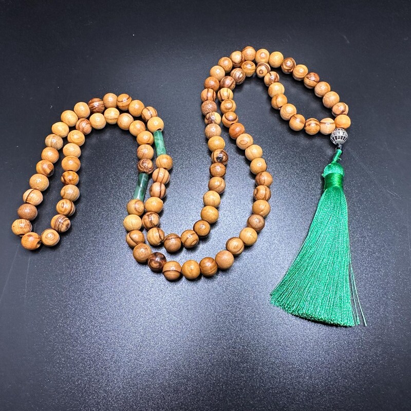 2-Piece Handmade Silver Imam Prayer Beads with Palestinian Flag Design and Crystal Stones (33 Beads)