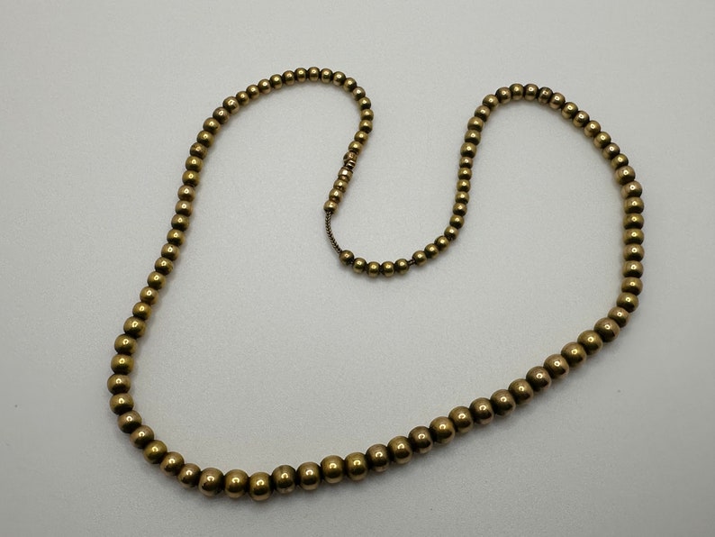 Vintage Tested 17k Gold Necklace w/ Graduated 2.9mm - 4.8mm 15K Gold Beads image 4