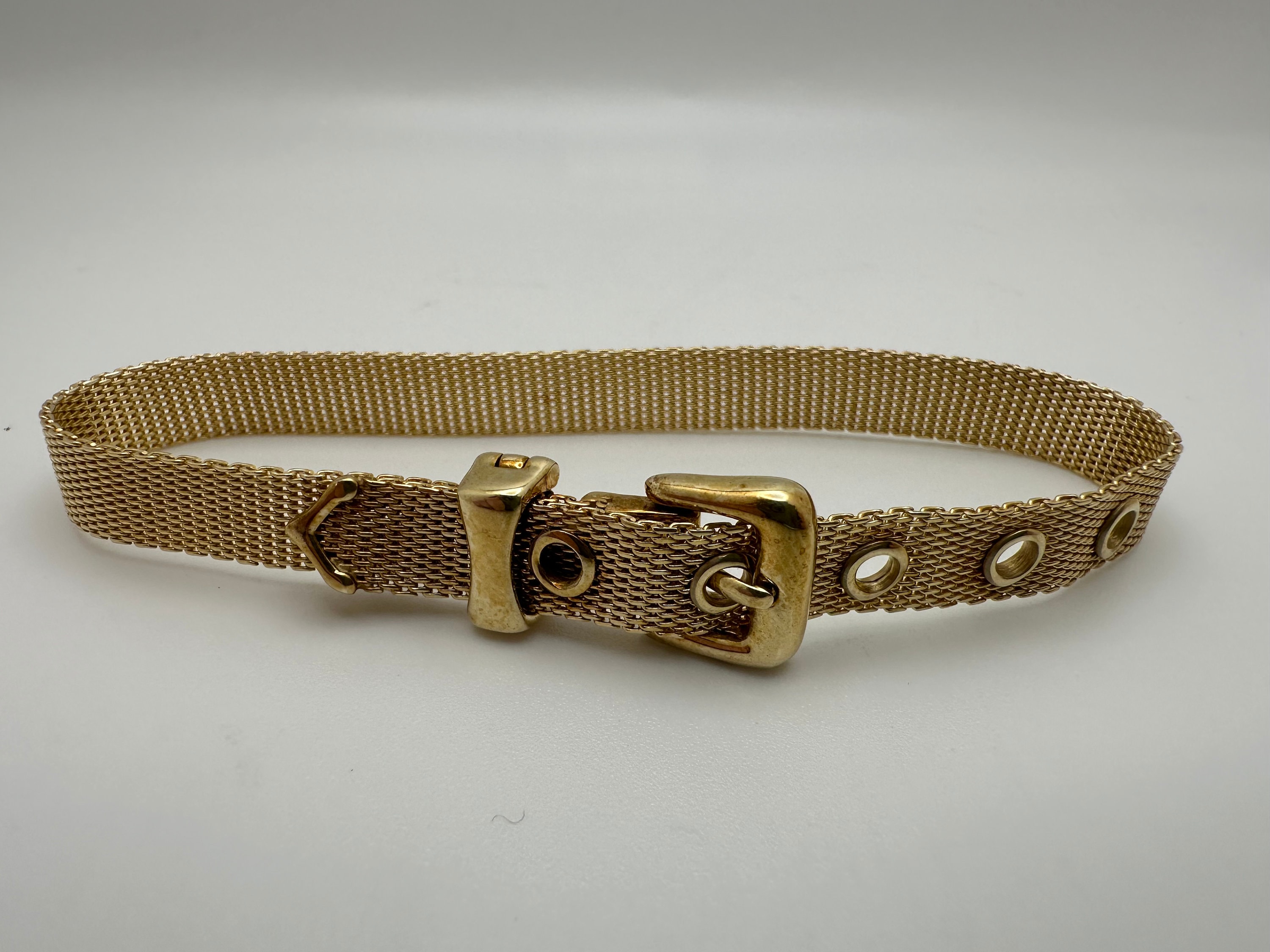 Unique Vintage Italian 10k Yellow Gold Belt Design Bracelet  display picture 3