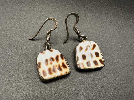 Unique Sterling Silver .925 Shell Dangle Drop Ear… - image 4