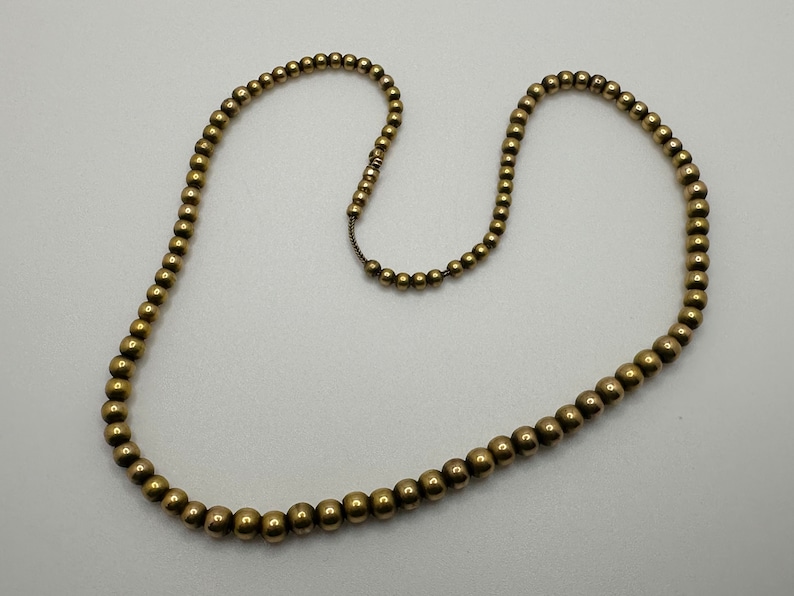 Vintage Tested 17k Gold Necklace w/ Graduated 2.9mm - 4.8mm 15K Gold Beads image 5