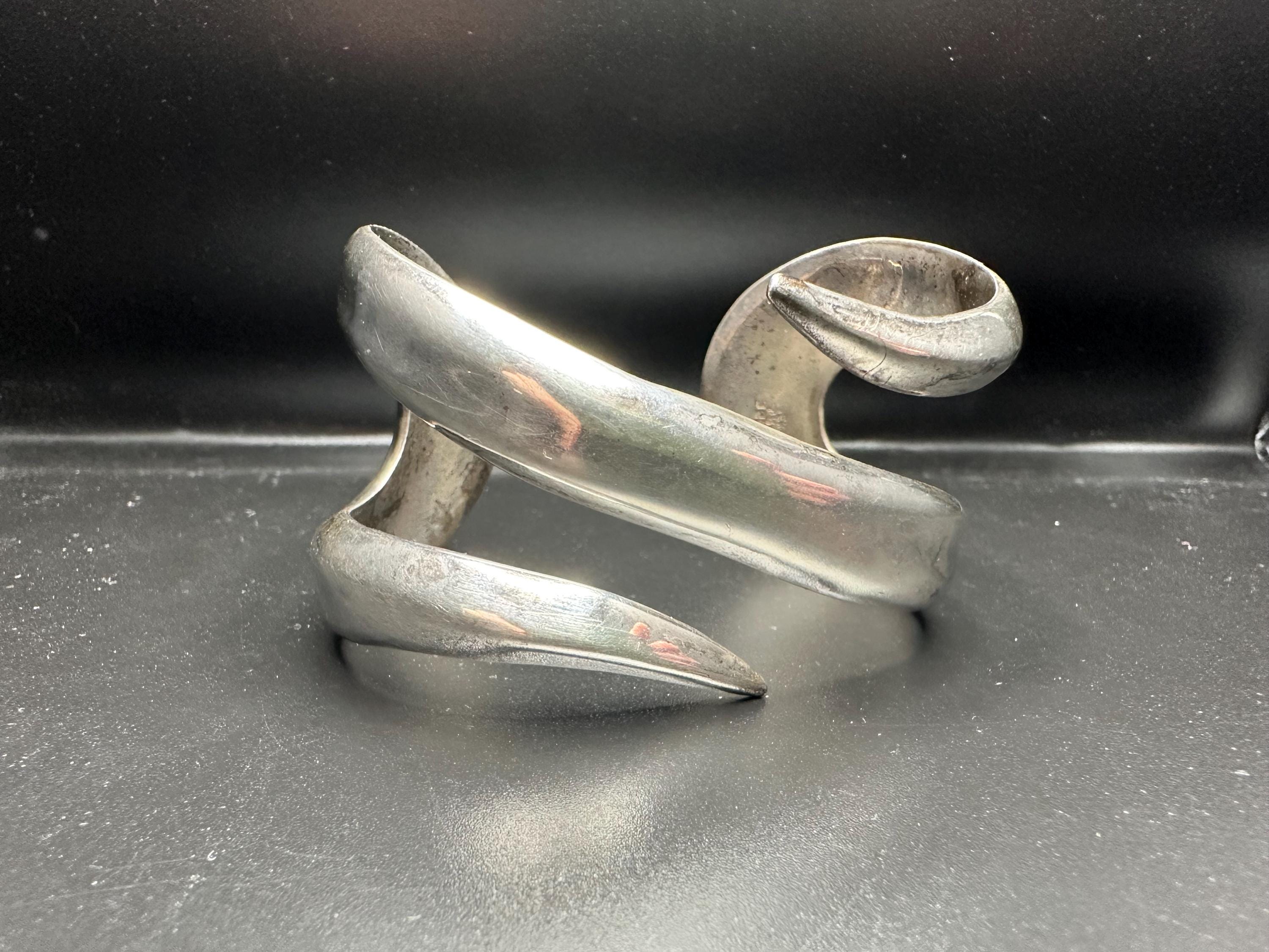 Taxco Mexico 925 Sterling Silver Wide Swirl Cuff Bracelet - Etsy