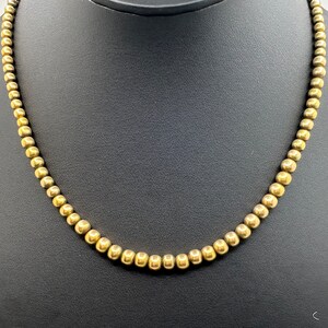 Vintage Tested 17k Gold Necklace w/ Graduated 2.9mm - 4.8mm 15K Gold Beads image 2