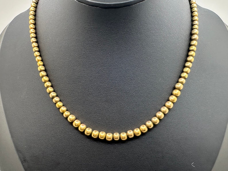 Vintage Tested 17k Gold Necklace w/ Graduated 2.9mm - 4.8mm 15K Gold Beads image 2