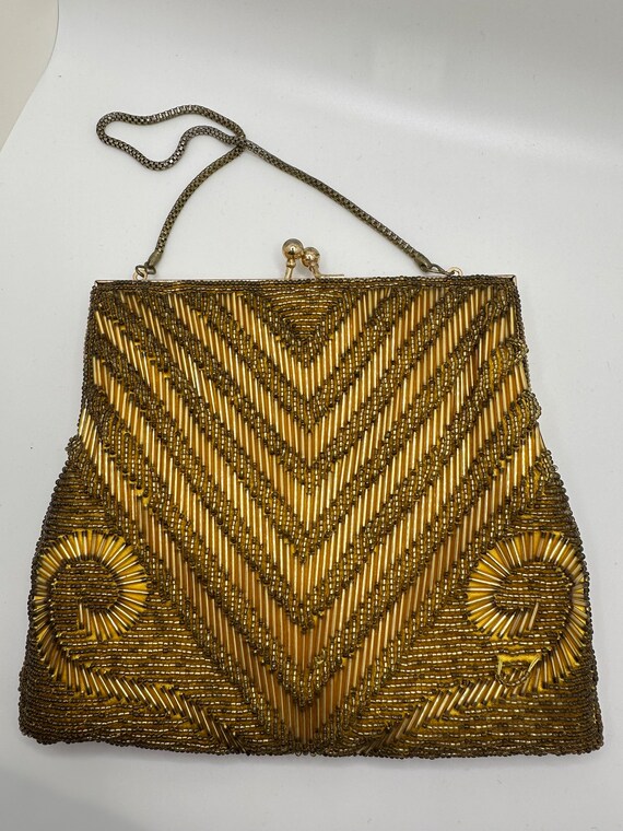 Beautiful Vintage Gold Beaded Evening Purse Prism… - image 4