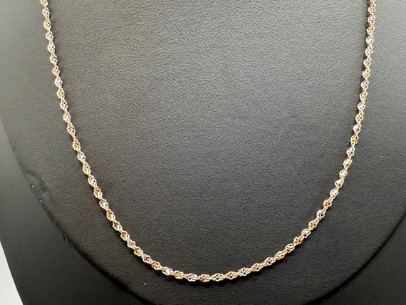Vintage 10K Rose Gold & White Gold Twist Chain - Etsy