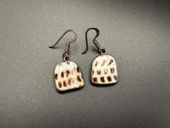 Unique Sterling Silver .925 Shell Dangle Drop Ear… - image 3