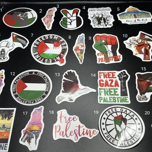 FREE PALESTINE Stickers, Proceeds to Palestine Children&#39;s Relief Fund - Assorted Sticker Packs - Single, Sets of 5, 10, or 50