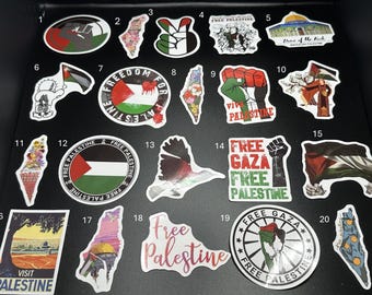 FREE PALESTINE Stickers, Proceeds to Palestine Children's Relief Fund - Assorted Sticker Packs - Single, Sets of 5, 10, or 50