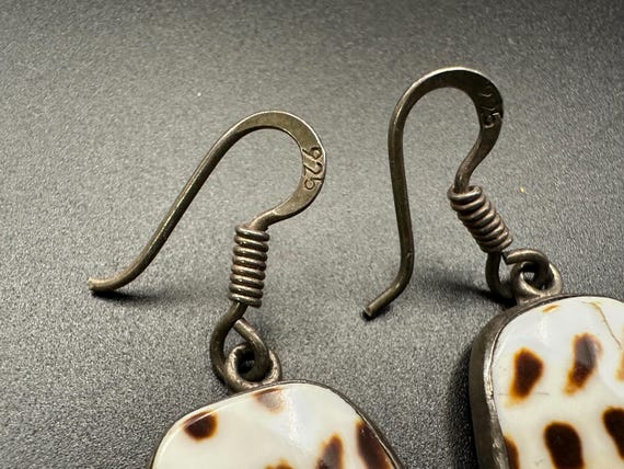 Unique Sterling Silver .925 Shell Dangle Drop Ear… - image 5