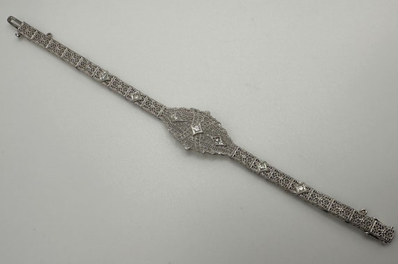 Beautiful Antique Art Deco 14k White Gold Diamond… - image 1