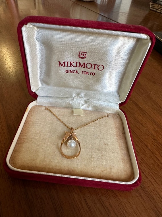Vintage Mikimoto 14K Gold and Pearl Necklace Pende