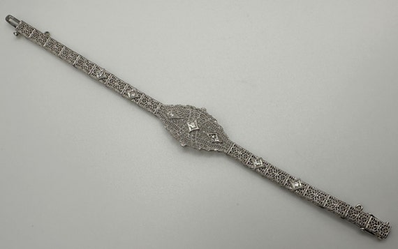 Beautiful Antique Art Deco 14k White Gold Diamond… - image 2