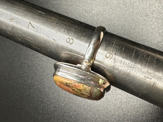 Unique Vintage Jasper Statement Ring Sterling Sil… - image 5