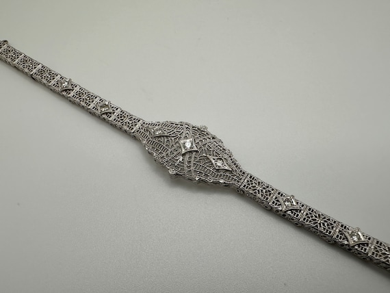 Beautiful Antique Art Deco 14k White Gold Diamond… - image 3