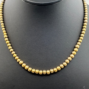Vintage Tested 17k Gold Necklace w/ Graduated 2.9mm - 4.8mm 15K Gold Beads image 1