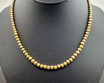 Vintage Tested 17k Gold Necklace w/ Graduated 2.9mm - 4.8mm 15K Gold Beads
