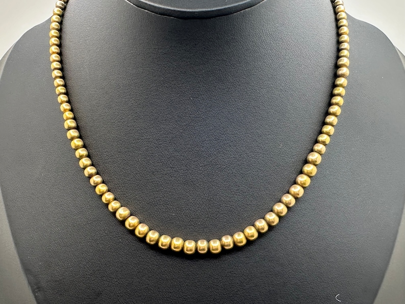 Vintage Tested 17k Gold Necklace w/ Graduated 2.9mm - 4.8mm 15K Gold Beads image 1