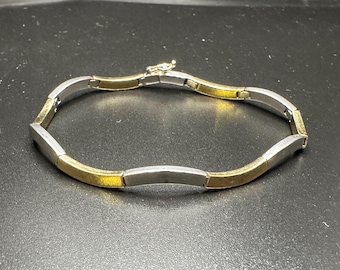 Mexico Sterling Silver .925 13.9mm Circle Turquoise Link Bracelet