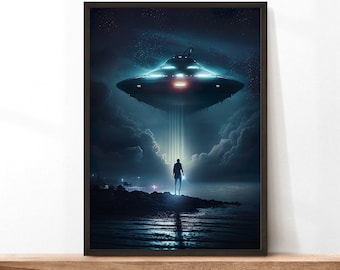 UFO Abduction Art Print: Sci-Fi Alien Poster (Digital Download)
