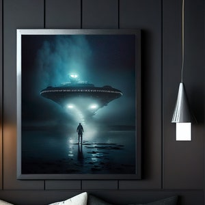 UFO Abduction Art Print: Sci-Fi Alien Poster (Digital Download)