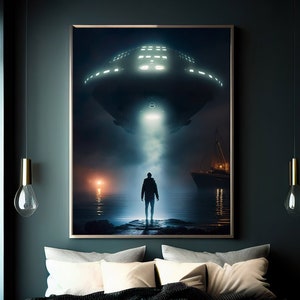 UFO Abduction Art Print: Sci-Fi Alien Poster (Digital Download)