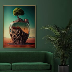Impression d&#39;art de l&#39;île surréaliste : monde fantastique futuriste (téléchargement numérique)