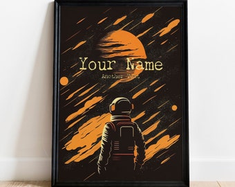 Custom Name Astronaut Print: Space Theme Wall Art (Digital Download)