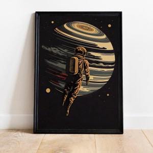 Retro Astronaut Space Print: Kids Room Wall Art (Digital Download)