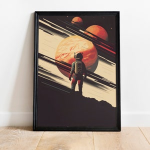 Retro Astronaut Jupiter Poster: Space Art Print (Digital Download)