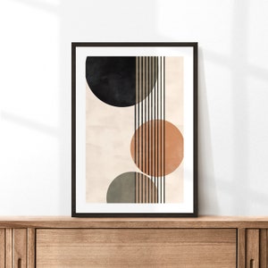 Burnt Orange Minimalist Wall Art, Mid Century Modern Abstract Art, Minimalist Geometric Print, Warm Tone Living Room Art, DIGITAL DOWNLOAD