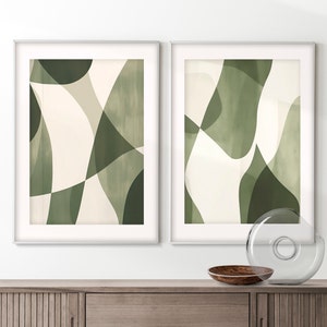 Sage Green Print Set of 2, Minimalist Boho Green Sage Wall Prints, Digital Printable, Sage Green Watercolor Prints, Digital Download