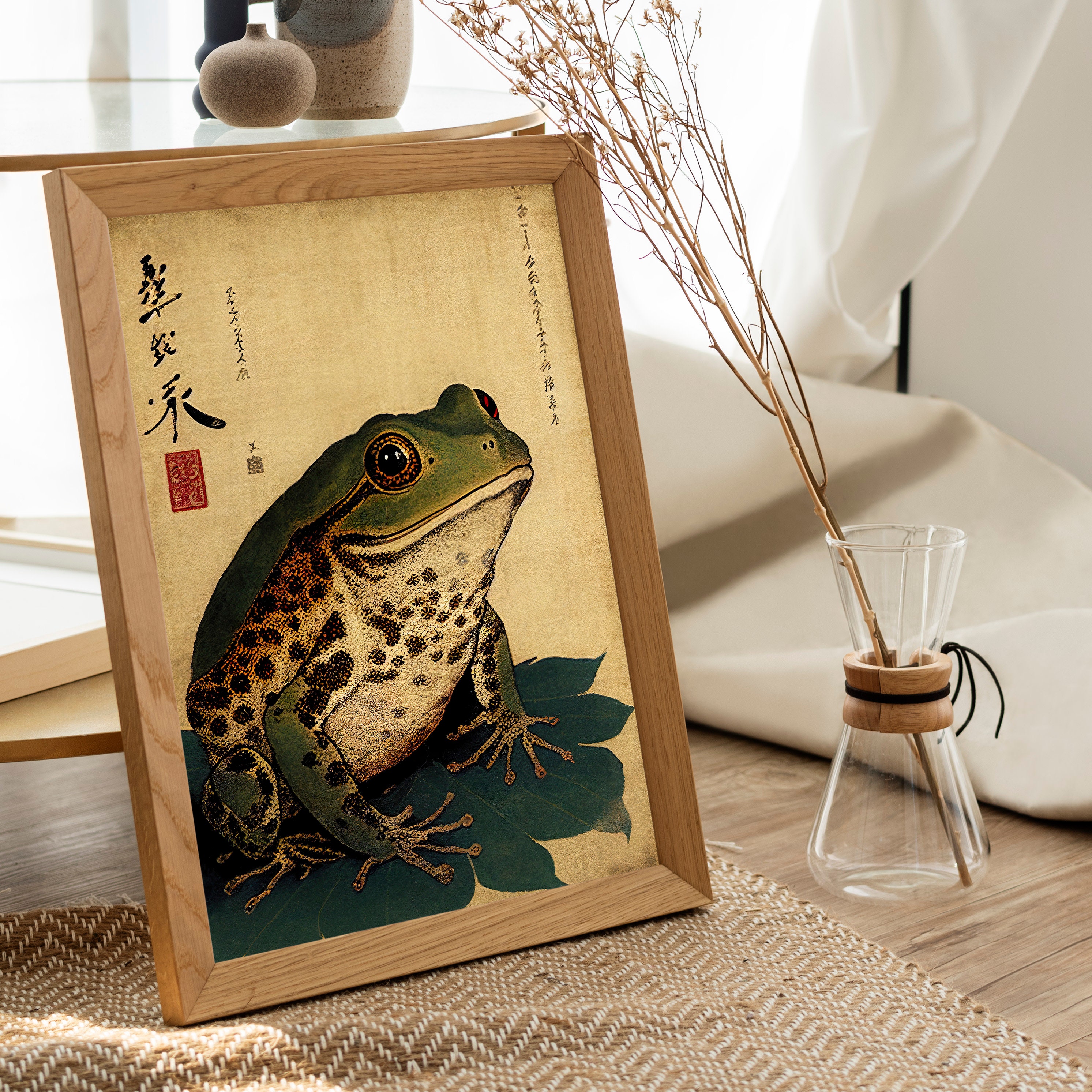 Cute Japanese Frog Print, Japanese Frog Poster, Ukiyo-e Wall Art ...