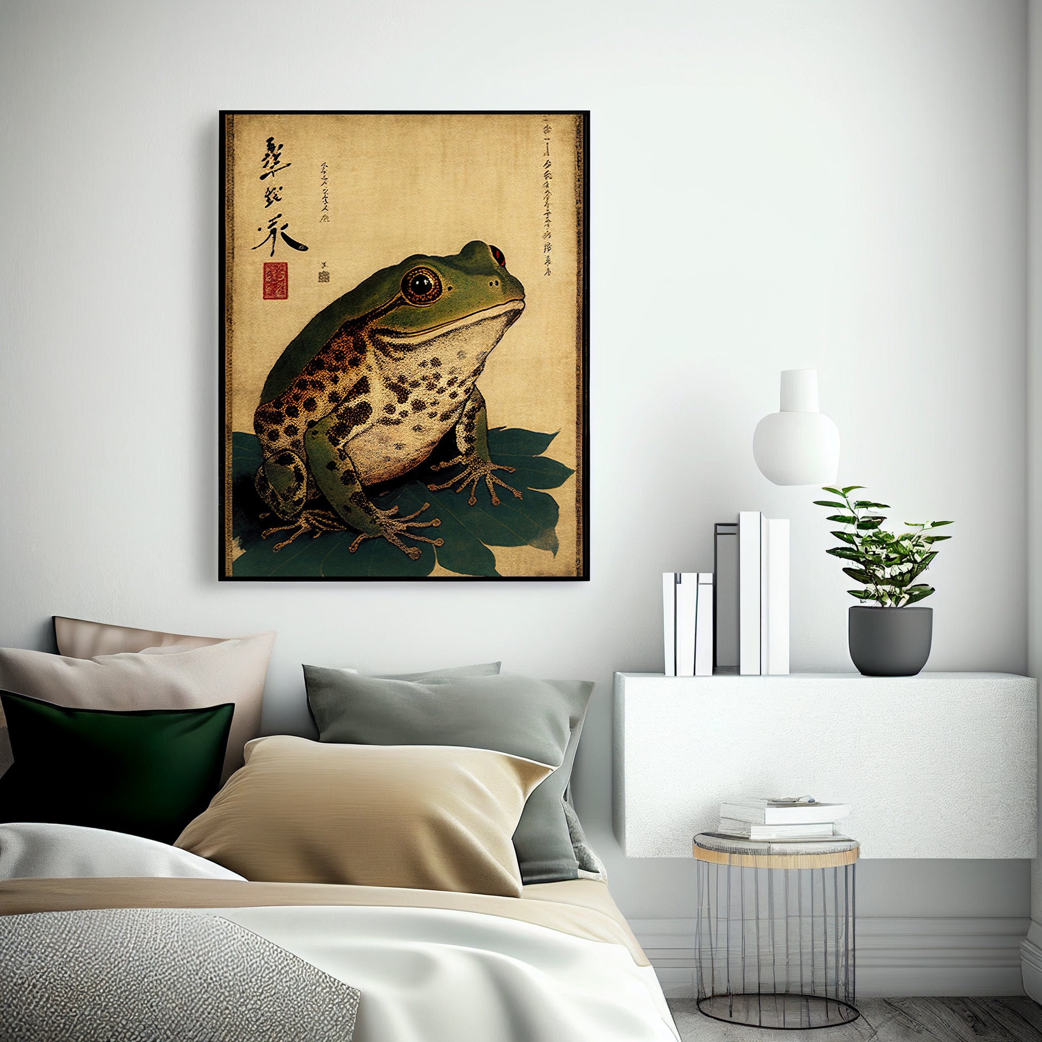 Cute Japanese Frog Print, Japanese Frog Poster, Ukiyo-e Wall Art ...