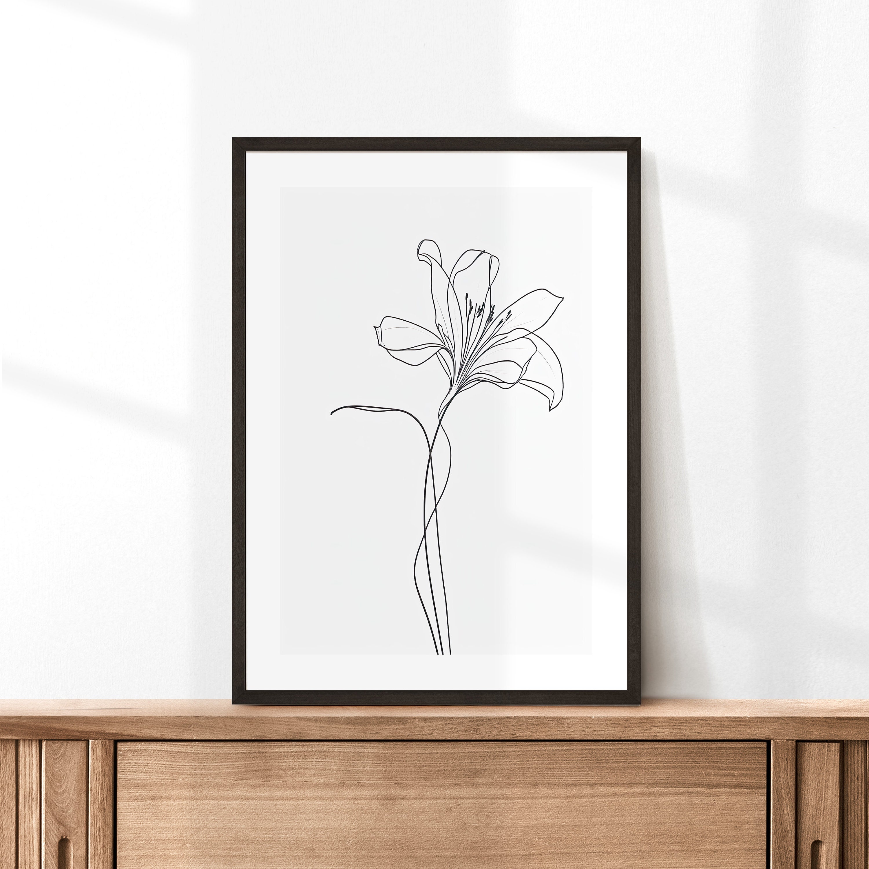 One Line Lily Flower Drawing, Continuous Flower Line Art, Lily Outline