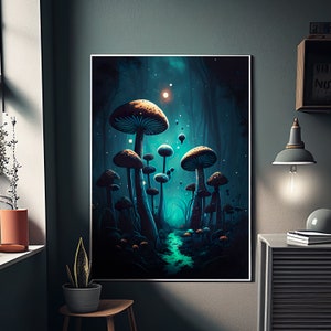 Mushroom Forest Art Print: Enchanted Fantasy Wall Decor (Digital Download)