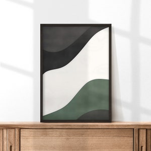 Dark Green Abstract Art Print: Modern Minimalist Decor (Digital Download)