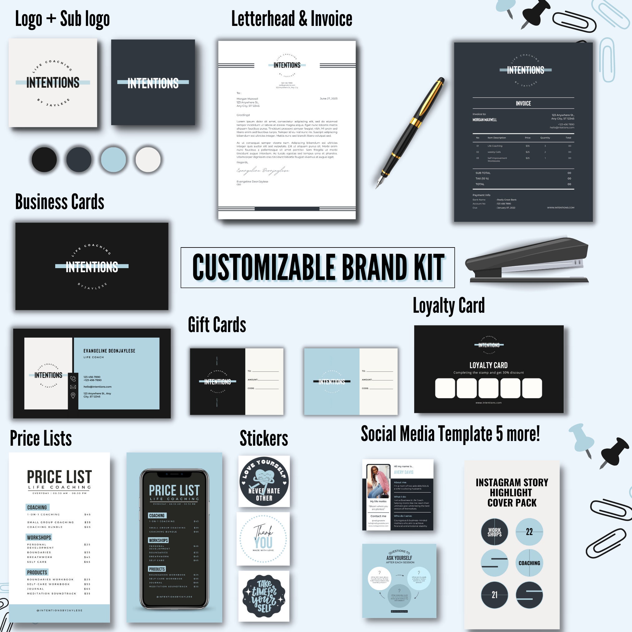 Custom Branding Kit Logo Design Business Card Instagram - Etsy