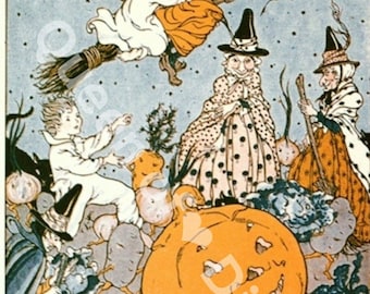 Digital nedladdning Vintage Halloween vykort bild Ephemera