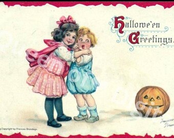 Digital nedladdning Vintage Halloween vykort bild Ephemera