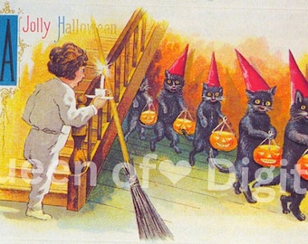 Digitaler Download Vintage Halloween Postkarte Bild Ephemera